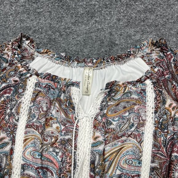 Per Seption Concept Dress Womens M Multicolor Paisley Fit & Flare Tassels - Picture 2 of 11